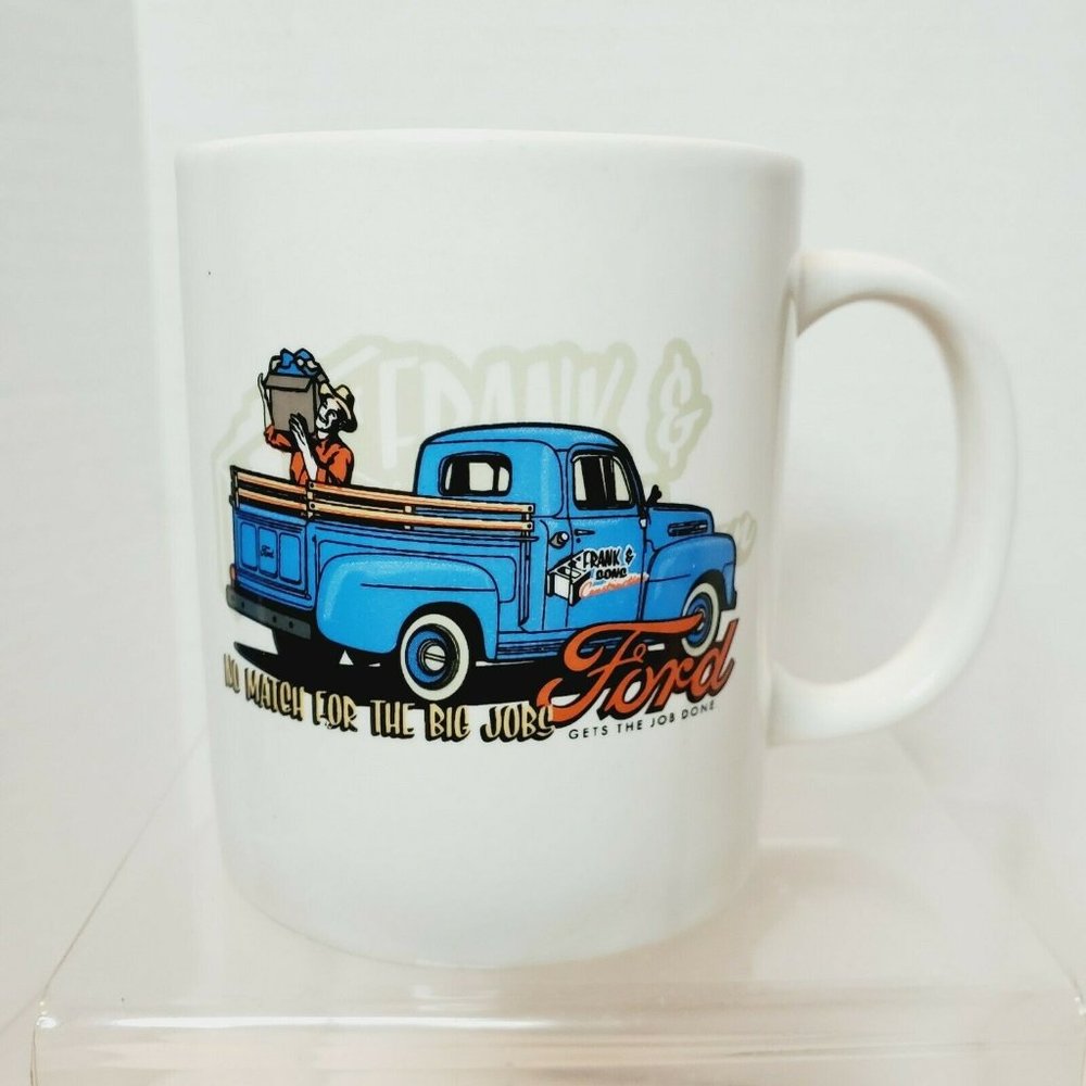 FORD MUG PICKUP TRUCK CUP BLUE NO MATCH BIG JOBS GETS JOB DONE DAD COFFEE TEA*